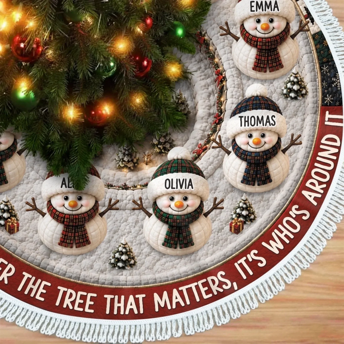 Custom Snowman Tree Skirt - Personalized Christmas Gift