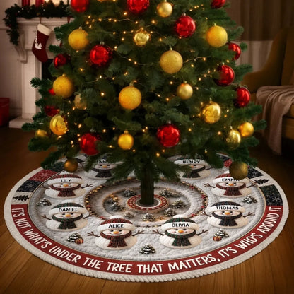 Custom Snowman Tree Skirt - Personalized Christmas Gift