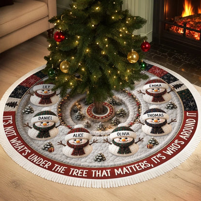 Custom Snowman Tree Skirt - Personalized Christmas Gift