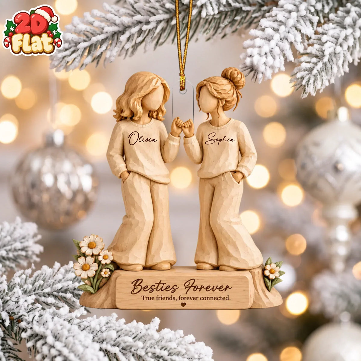 Personalized Best Friends Flat 2D Acrylic Ornament - Gift For Girls