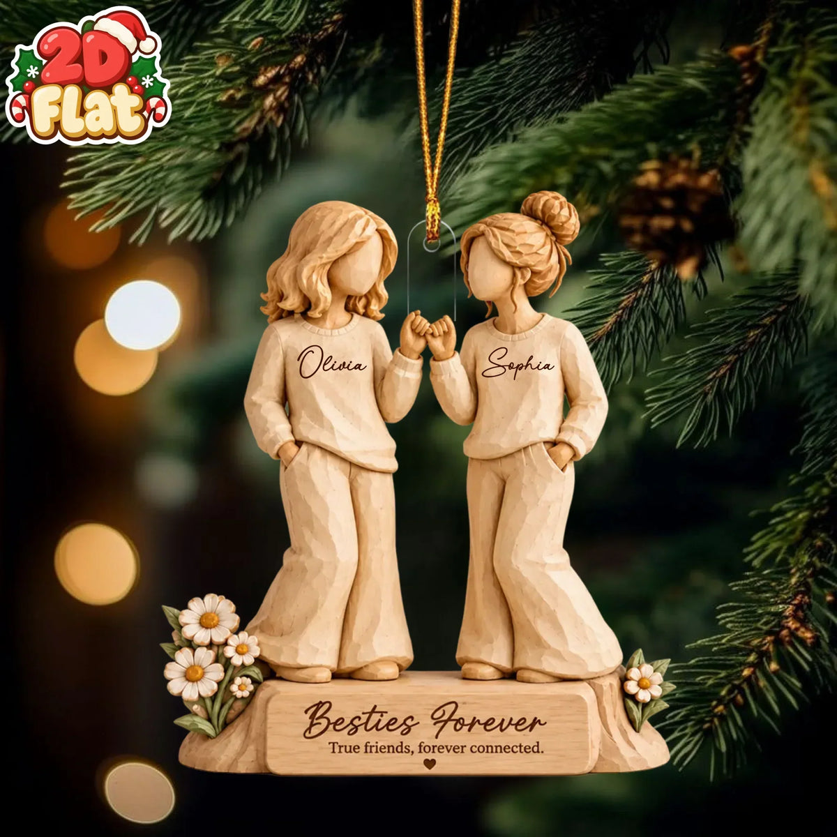 Personalized Best Friends Flat 2D Acrylic Ornament - Gift For Girls