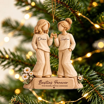 Personalized Best Friends Flat 2D Acrylic Ornament - Gift For Girls