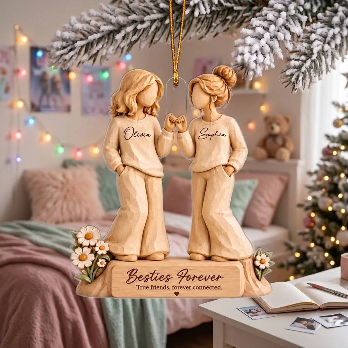Personalized Best Friends Flat 2D Acrylic Ornament - Gift For Girls