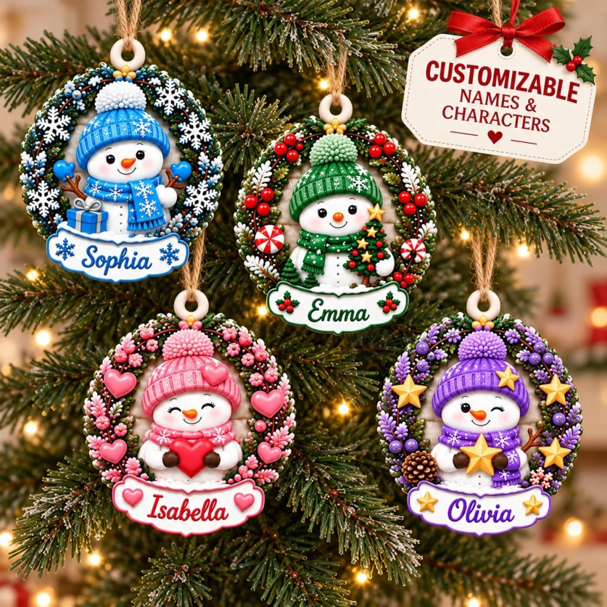 Cozy Snowman - Personalized Custom Shape Mica Ornament - Christmas Gift For Family