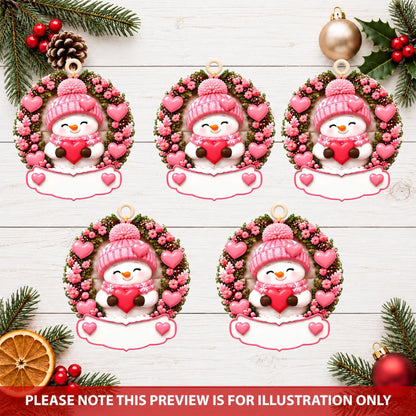 Cozy Snowman - Personalized Custom Shape Mica Ornament - Christmas Gift For Family