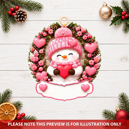 Cozy Snowman - Personalized Custom Shape Mica Ornament - Christmas Gift For Family