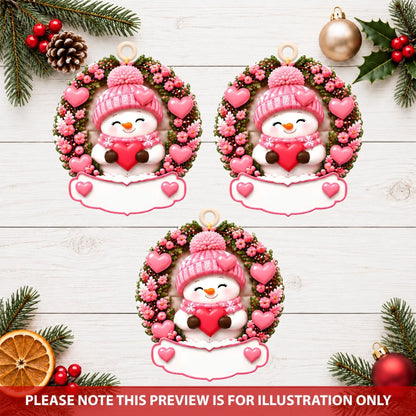 Cozy Snowman - Personalized Custom Shape Mica Ornament - Christmas Gift For Family