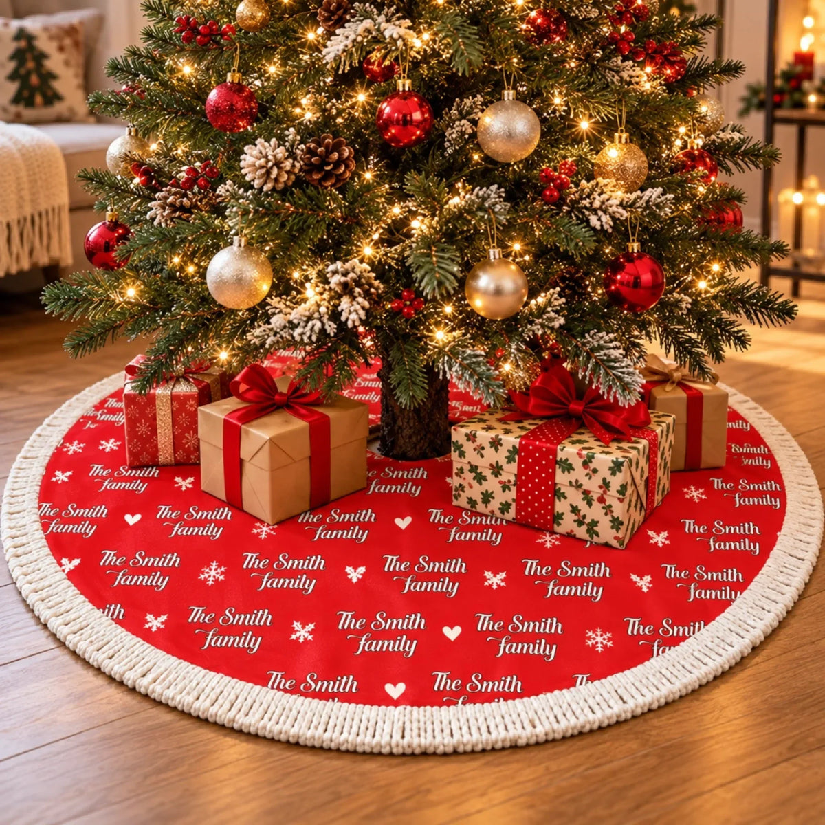 Personalized Tree Skirt - Christmas Gift For Family - Cozy Christmas, Family Style
