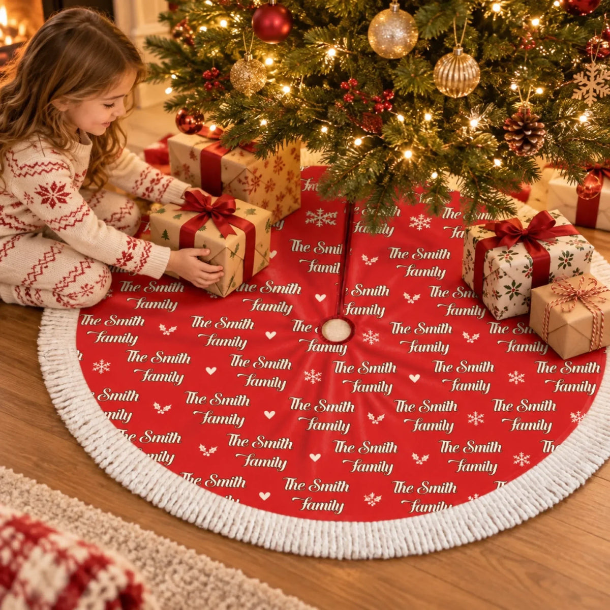 Personalized Tree Skirt - Christmas Gift For Family - Cozy Christmas, Family Style