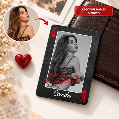The Queen of My Heart - Personalized Aluminum Wallet Card - Memorial Christmas Gift For Couple, Lover