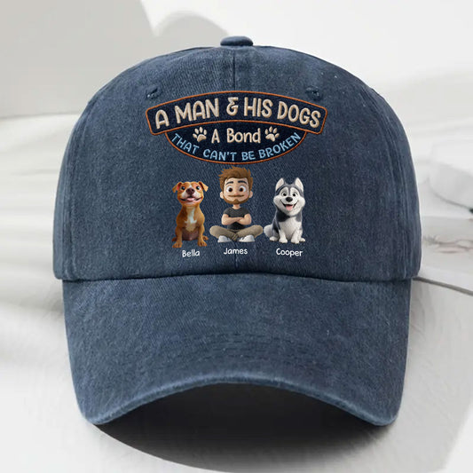 Alpha And His Dog - Personalized Custom Vintage Washed Denim Cap