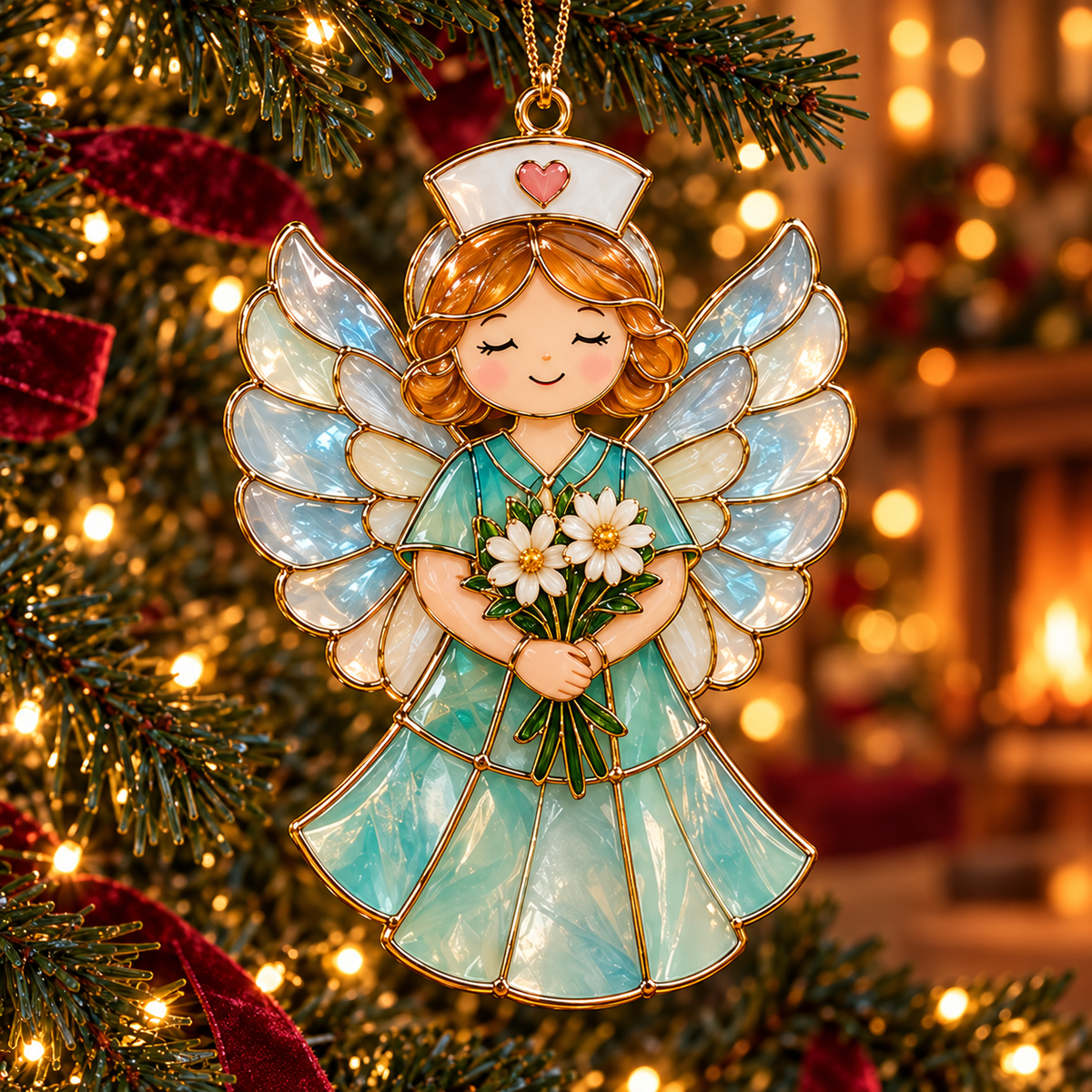 🔥Hot Sale🔥 - ✨ 2026 Nurse Appreciation Stained Glass Christmas Ornaments – Set of 6