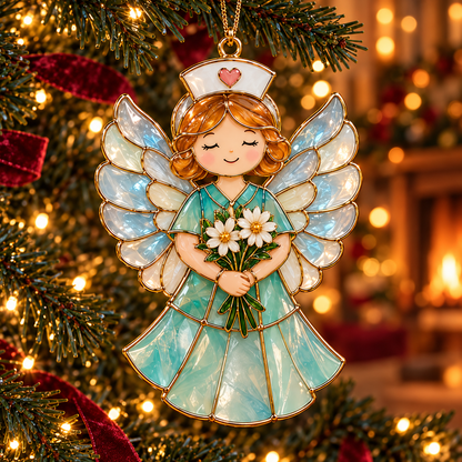 🔥Hot Sale🔥 - ✨ 2026 Nurse Appreciation Stained Glass Christmas Ornaments – Set of 6