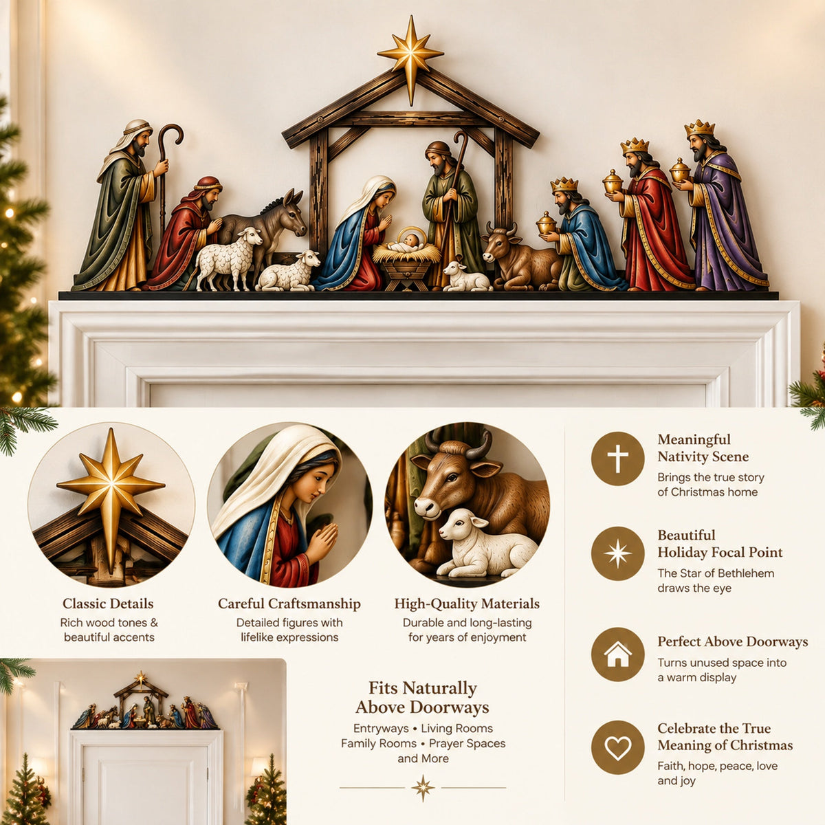Nativity Scene Door Topper – Bring the Story of Christmas Home