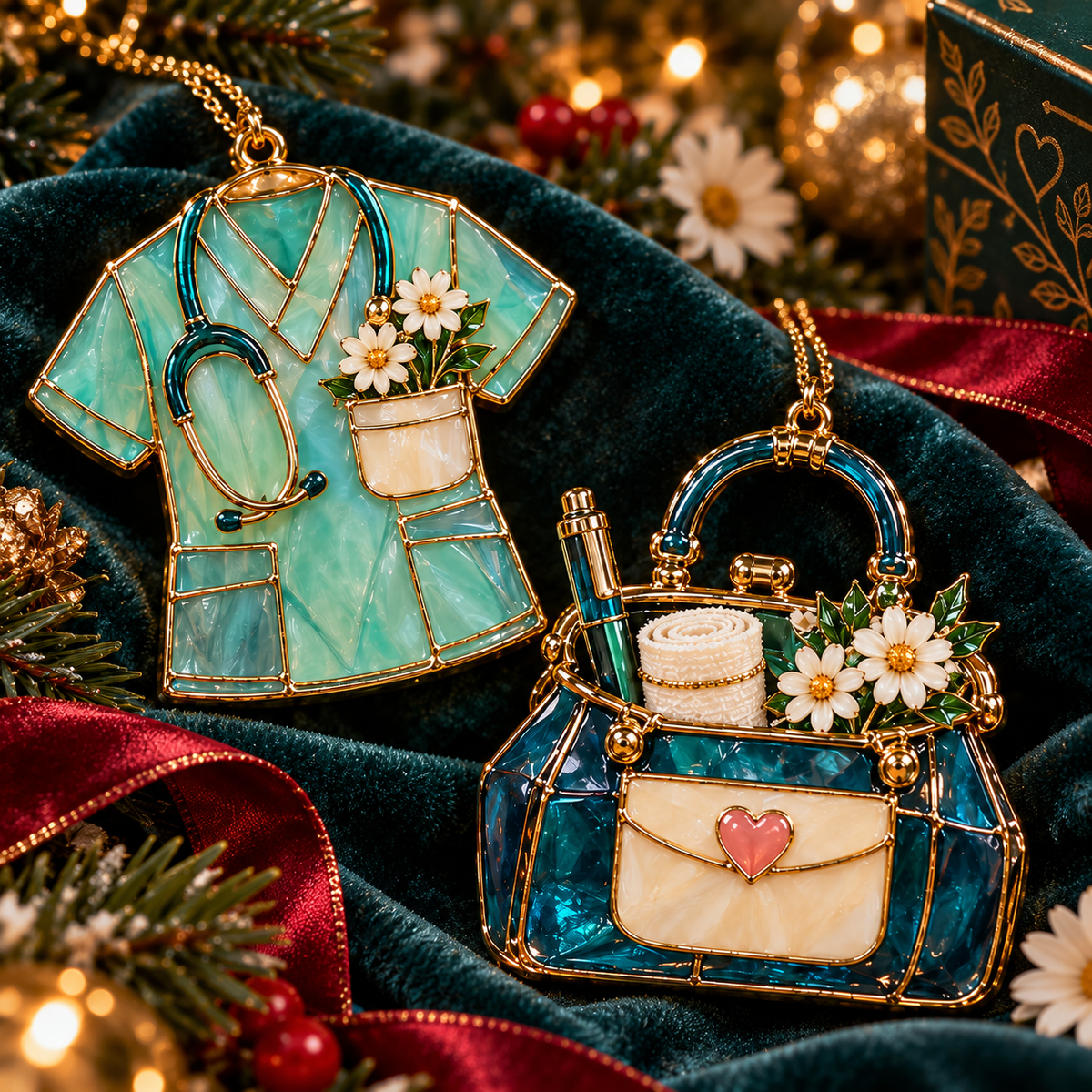🔥Hot Sale🔥 - ✨ 2026 Nurse Appreciation Stained Glass Christmas Ornaments – Set of 6
