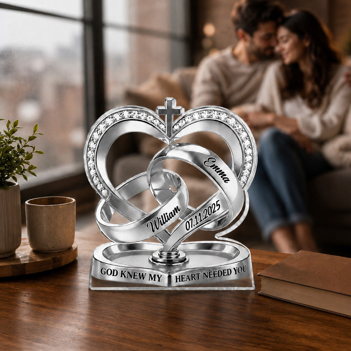 God Knew My Heart Needed You - Personalized Custom Shape Acrylic Plaque - Romantic Gift For Couple, Husband Wife