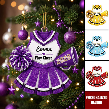 Custom Cheerleader Girl Ornament, Personalized Cheer Team Ornament