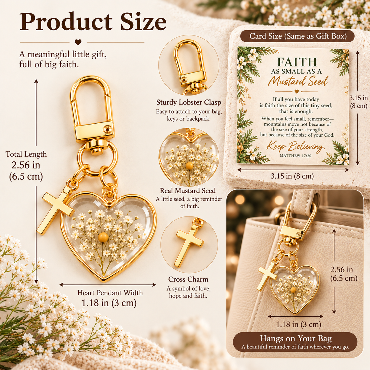 🔥Hot Sale🔥 - ✝️ Mustard Seed Faith Keychain — Keep Believing