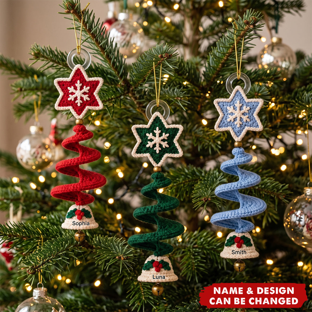 Custom Star Snowflake Bell Acrylic Ornament - Personalized Christmas Birthday Gifts For Family,Friend - Personalized Ornament