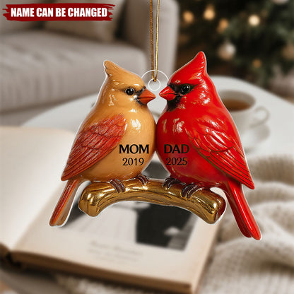 Vintage Nostalgic Cardinals Memorial Dad Mom Christmas Personalized Acrylic Ornament