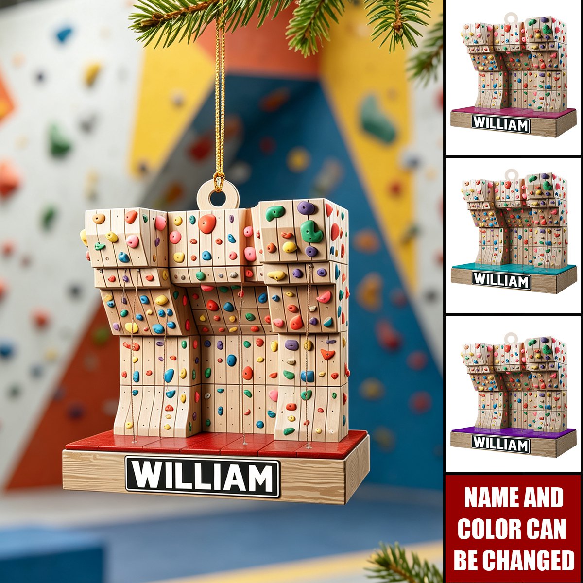 Personalized Rock Climbing Acrylic Christmas Ornament, Gift For Rock Climber