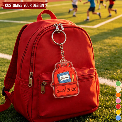 Personalized Cute Backpack Acrylic Keychain - Back to School First Day of School Gift for Students