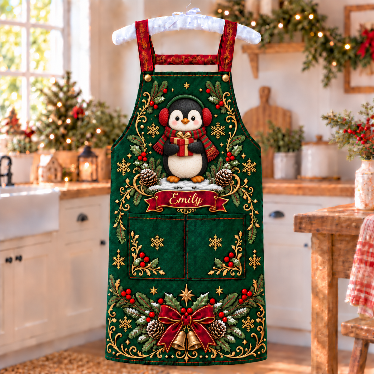 🎄 Personalized Christmas Apron – For the One Who Makes Christmas Feel Like Home ❤️