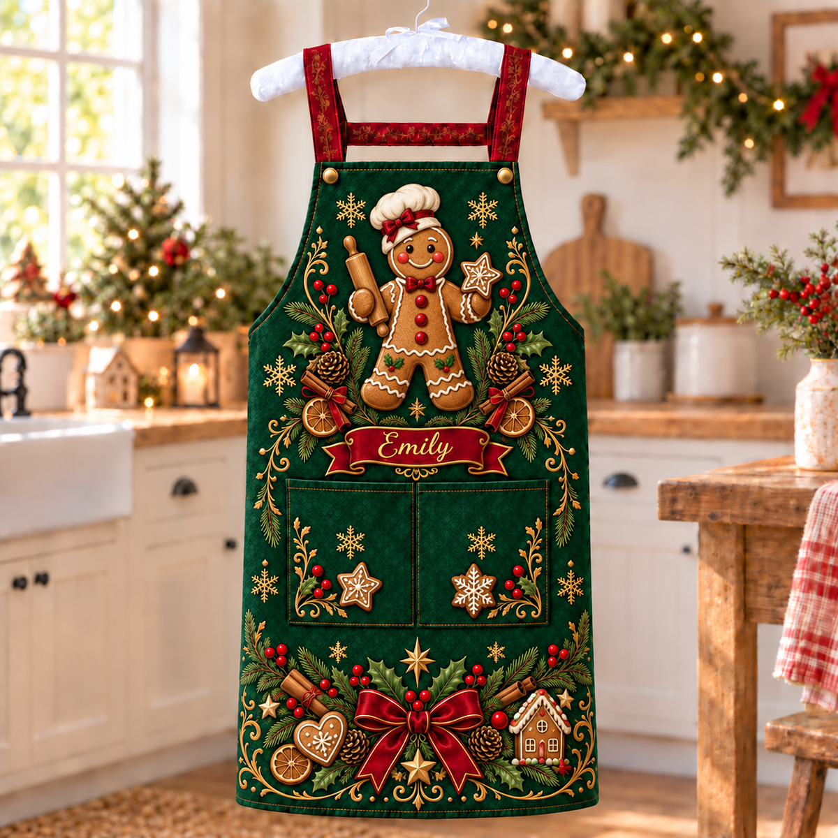 🎄 Personalized Christmas Apron – For the One Who Makes Christmas Feel Like Home ❤️
