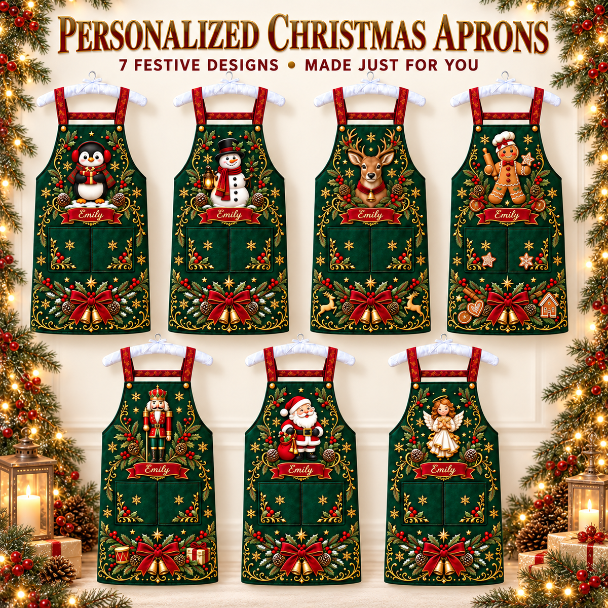 🎄 Personalized Christmas Apron – For the One Who Makes Christmas Feel Like Home ❤️
