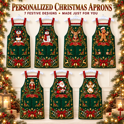 🎄 Personalized Christmas Apron – For the One Who Makes Christmas Feel Like Home ❤️