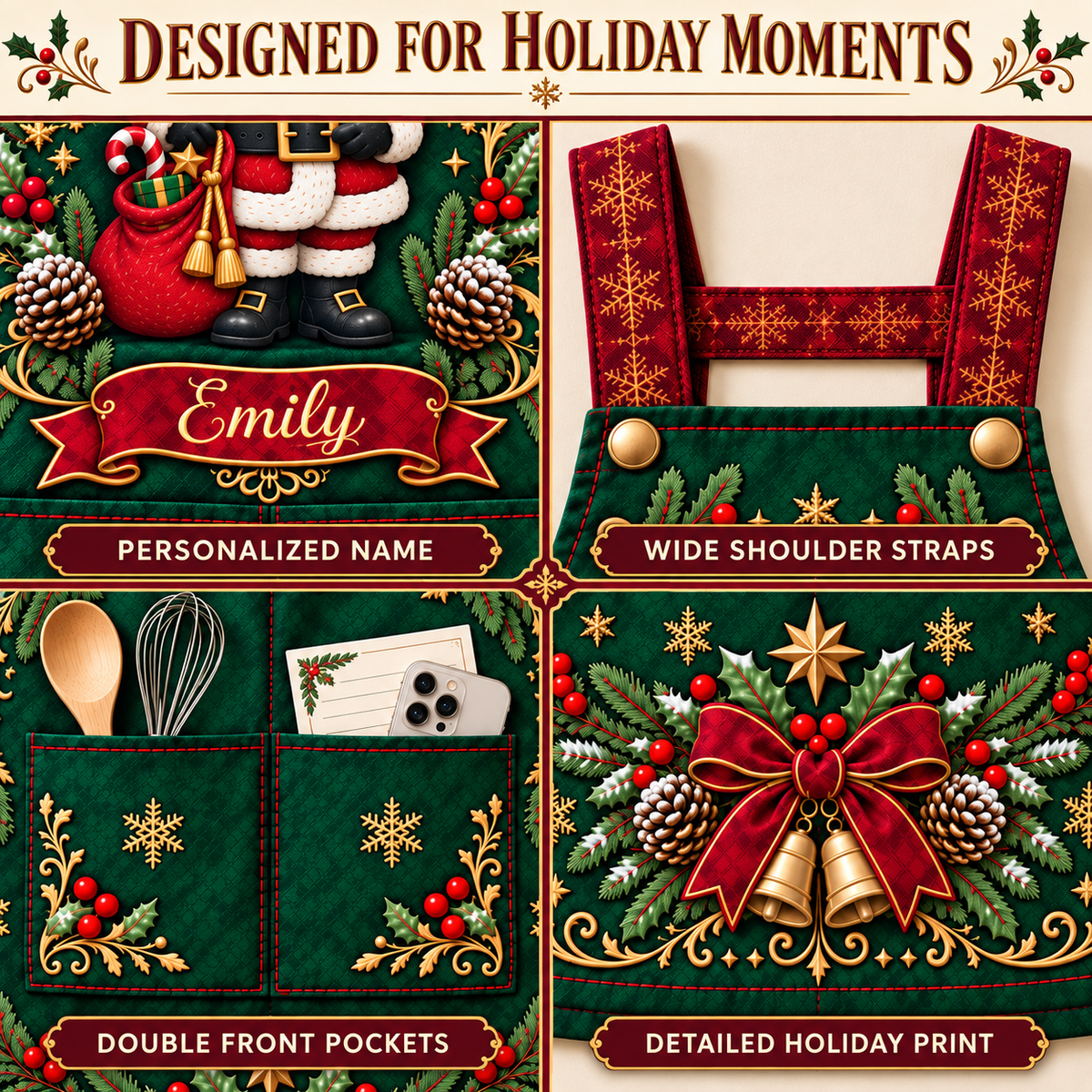 🎄 Personalized Christmas Apron – For the One Who Makes Christmas Feel Like Home ❤️