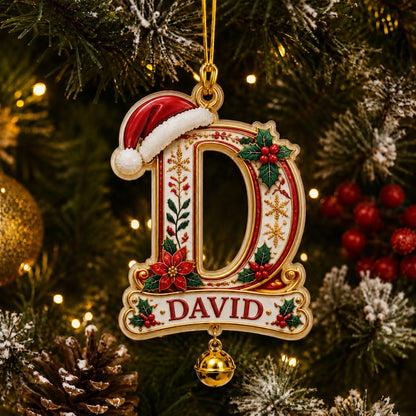 Personalized Christmas Initial Ornament – Custom Name & Family Keepsake