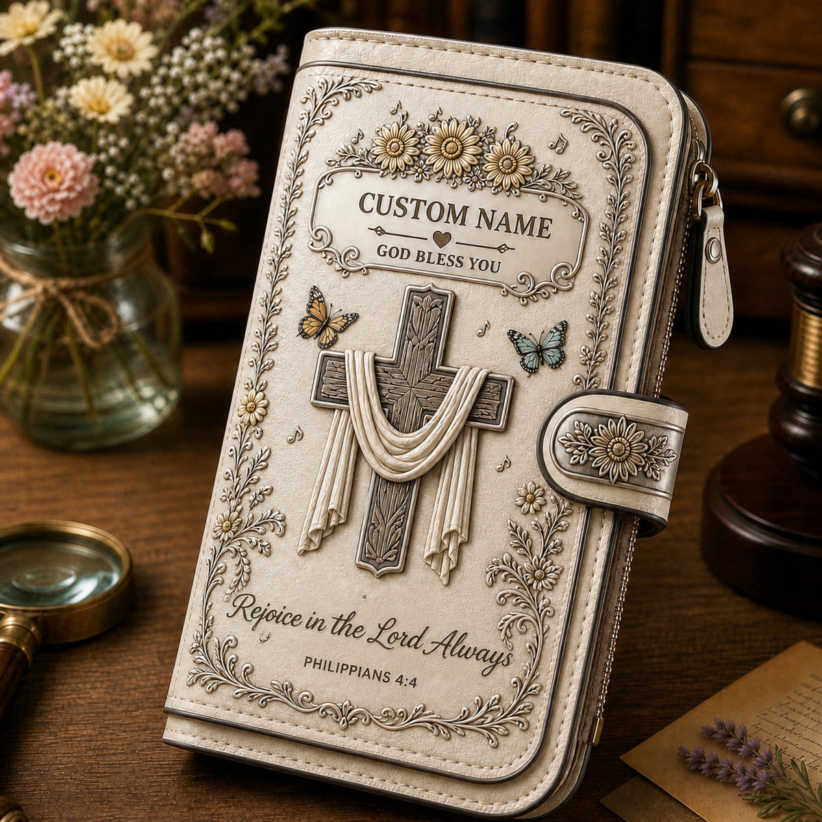 Personalized Faith Over Fear Wallet-Custom Name Faith Organizer