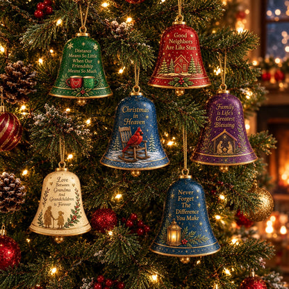 🔔 Sentimental Christmas Bell Ornament – 3D Keepsake with Gold Accents & Heartfelt Verse