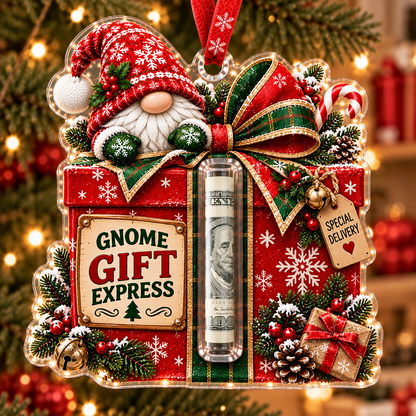🎄 Gnome Christmas Cash Holder Ornament – Money Gift Holder