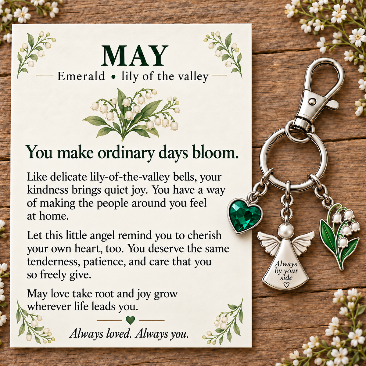 🌸🔑 Birth Month Flower & Birthstone Keychain – A Meaningful Gift for Every Month