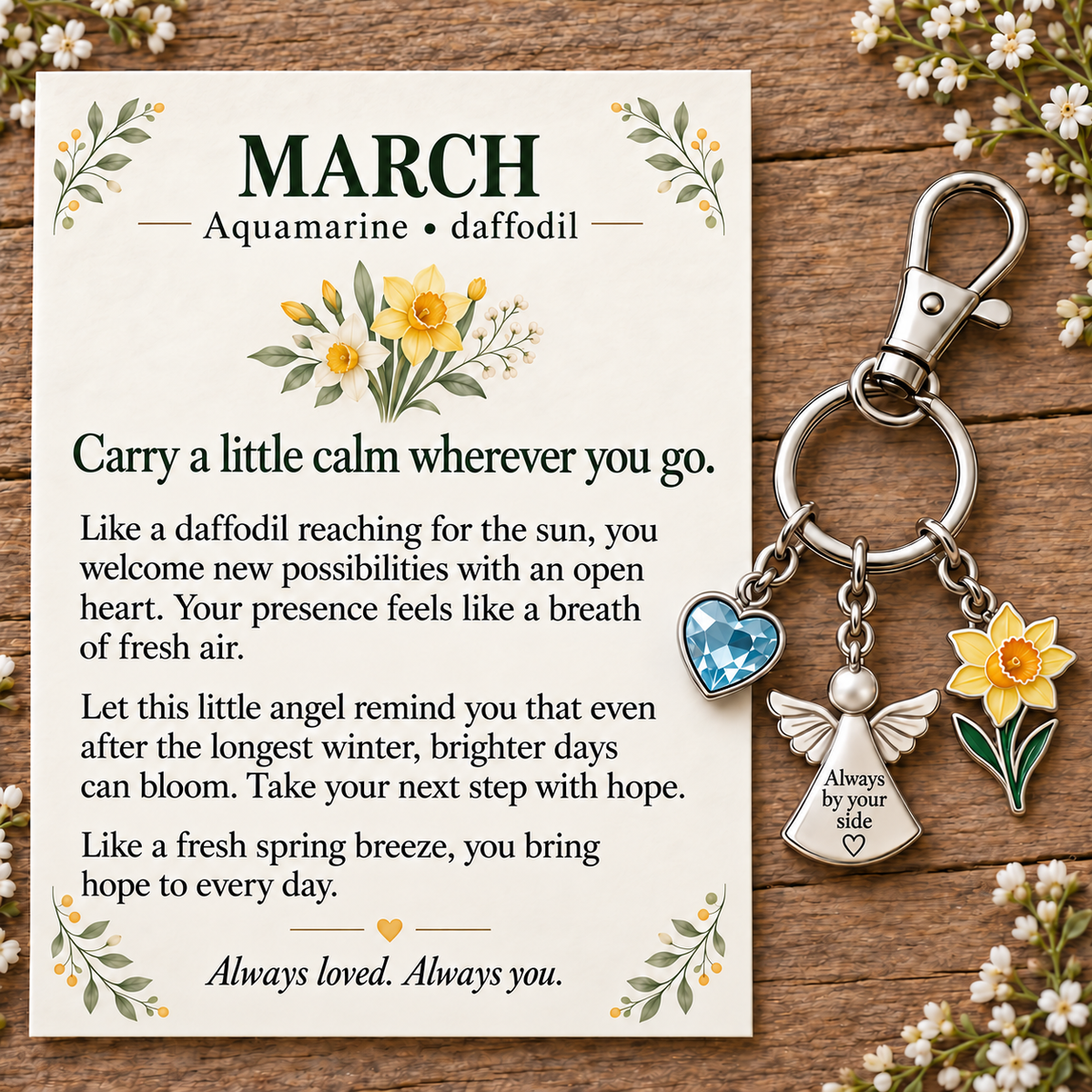 🌸🔑 Birth Month Flower & Birthstone Keychain – A Meaningful Gift for Every Month