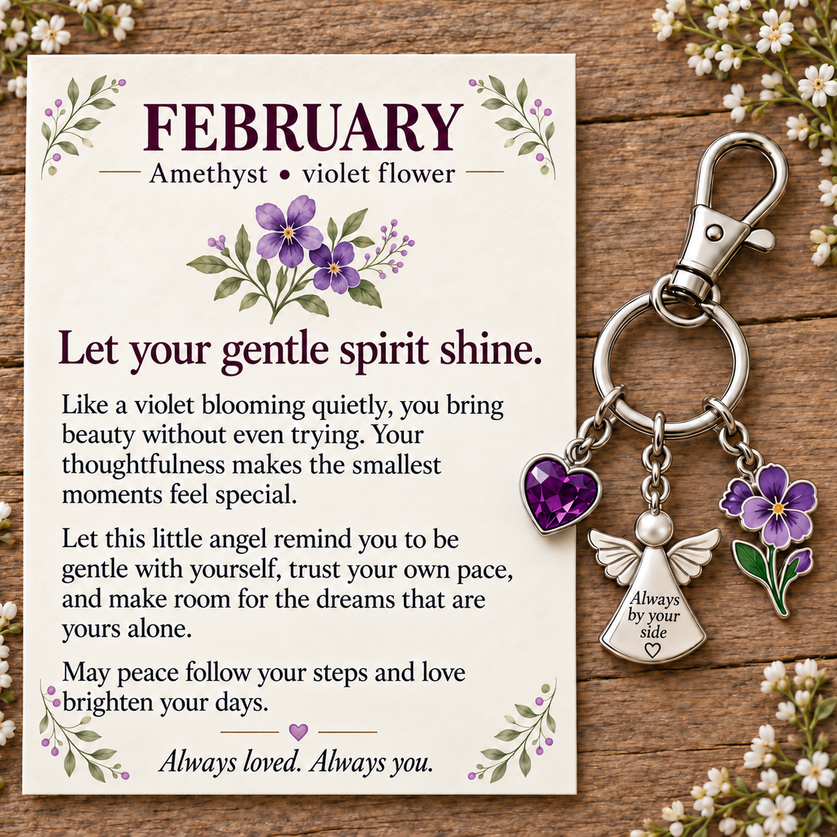 🌸🔑 Birth Month Flower & Birthstone Keychain – A Meaningful Gift for Every Month