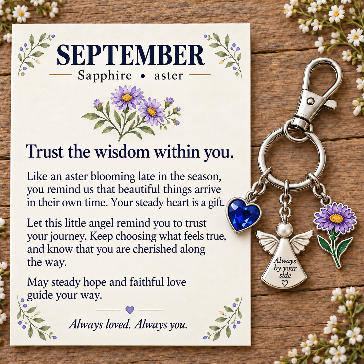 🌸🔑 Birth Month Flower & Birthstone Keychain – A Meaningful Gift for Every Month