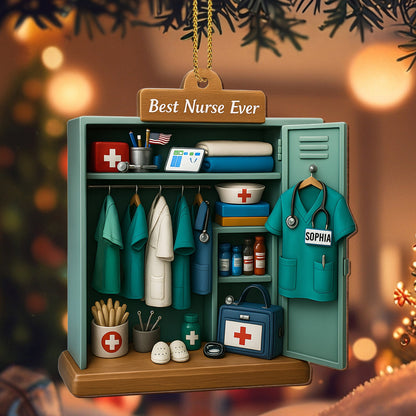 Best Nurse Ever With Nurse Uniform And Medical Equipment - Personalized Custom Wood Ornament, Custom Shaped