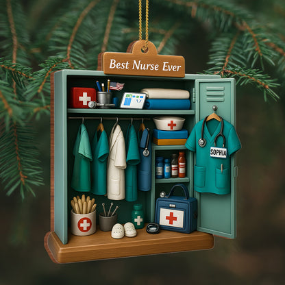 Best Nurse Ever With Nurse Uniform And Medical Equipment - Personalized Custom Wood Ornament, Custom Shaped