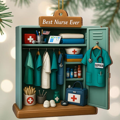 Best Nurse Ever With Nurse Uniform And Medical Equipment - Personalized Custom Wood Ornament, Custom Shaped