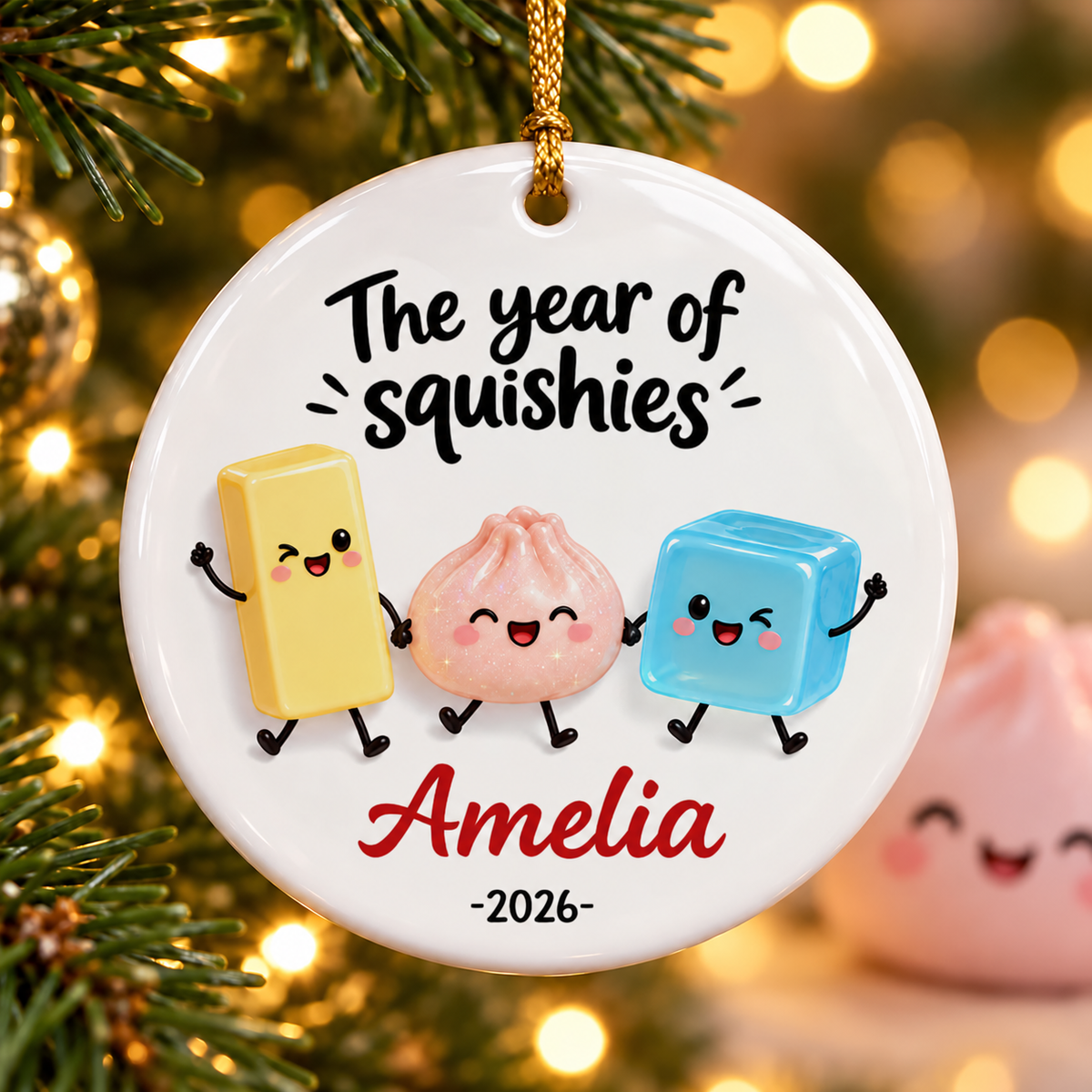The Year Of Squishies 2D Flat - Personalized Ceramic Ornament - Christmas Keepsake