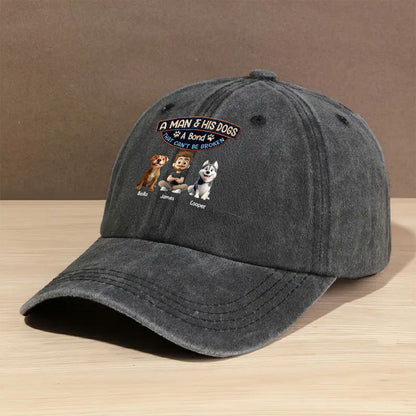 Alpha And His Dog - Personalized Custom Vintage Washed Denim Cap