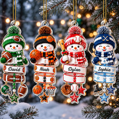 A Little Athlete In The Making Snowman Sport Ornament - Personalized Custom Acrylic Ornament, Christmas Gift