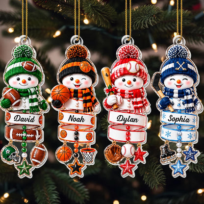 A Little Athlete In The Making Snowman Sport Ornament - Personalized Custom Acrylic Ornament, Christmas Gift