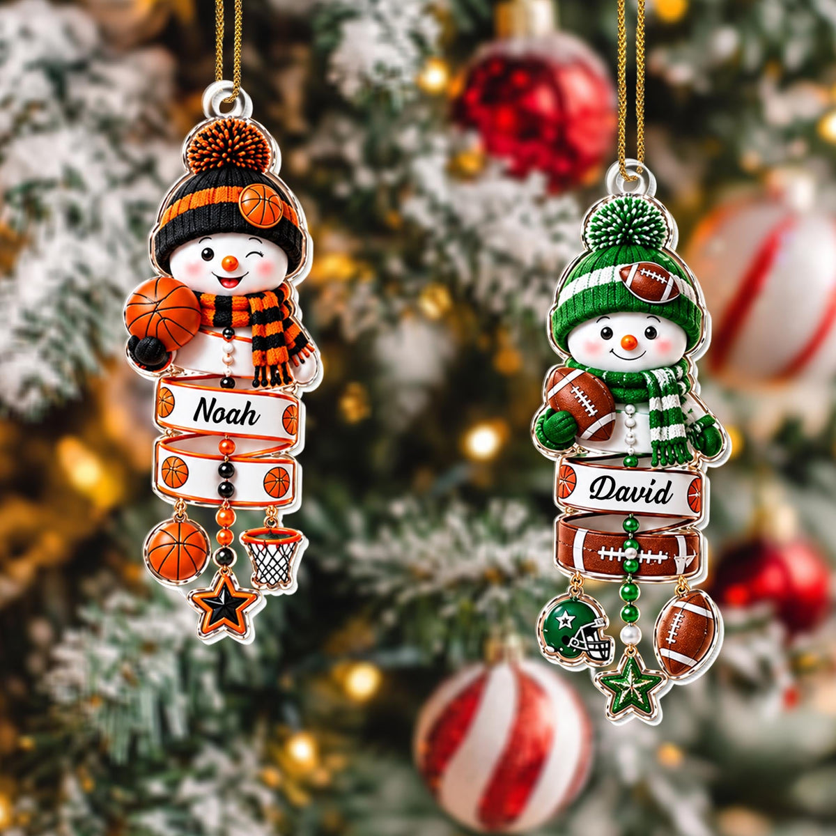 A Little Athlete In The Making Snowman Sport Ornament - Personalized Custom Acrylic Ornament, Christmas Gift