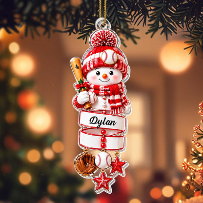 A Little Athlete In The Making Snowman Sport Ornament - Personalized Custom Acrylic Ornament, Christmas Gift