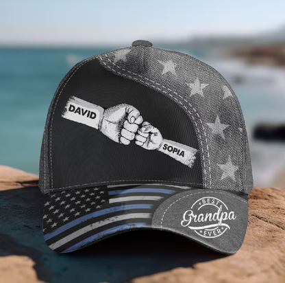 Fist Bump Daddy Grandpa - Personalized Classic Cap - Gift For Dad