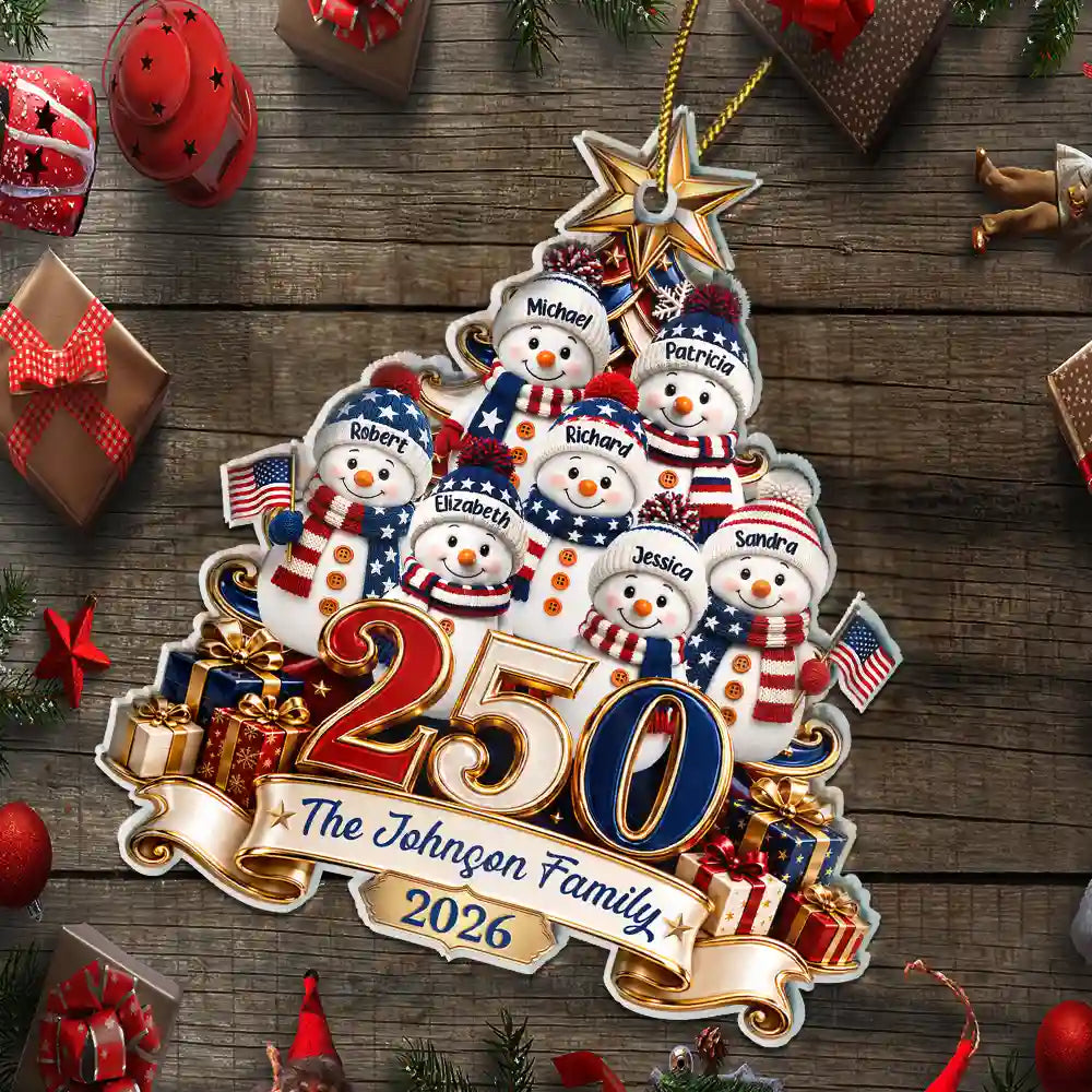 Snowman 250 Years Of Freedom America Anniversary - Personalized Custom Shaped Acrylic Ornament